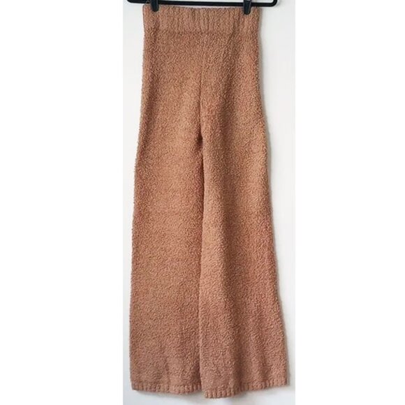 Skims Cozy Knit Wide Leg Sweater Pants S/M Camel Teddy Bear Boucle - Picture 4 of 11